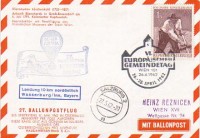 27. Ballonpost Kufstein 27.V.1962 OE-DZB Austria Blaust. Karte